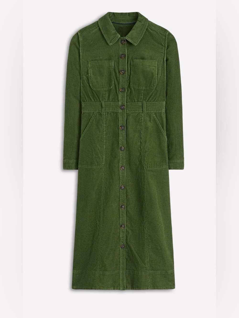 Boden Green Button-Front Midi Dress with Belt Sz L 20-22 - Picture 3 of 6